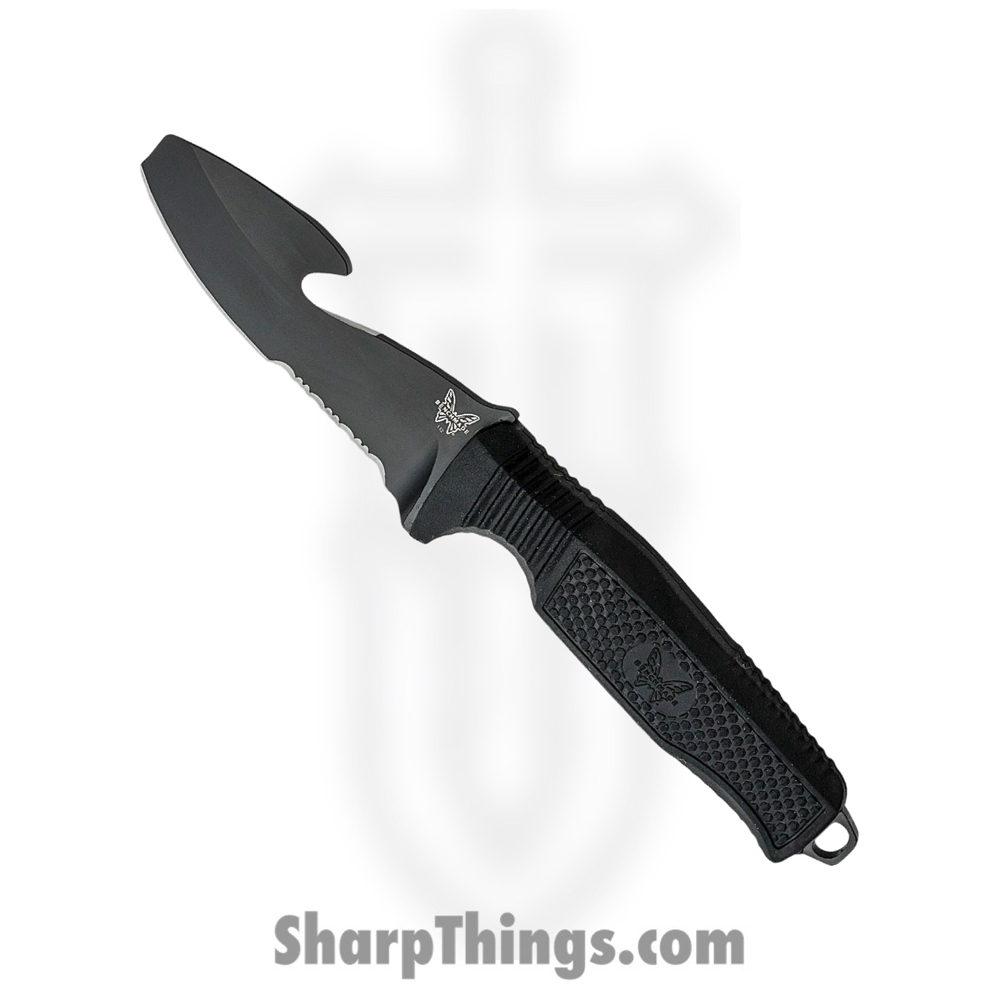 ebcbc1c6-1afa-4359-b440-70b5ae39b7d8_112SBK-BLK_1.jpg Benchmade - 112SBK-BLK - H2O - Fixed Blade Knife - N680 Coated Serrated Opposing Bevel - Rubberized Overmold - Black - Image 1