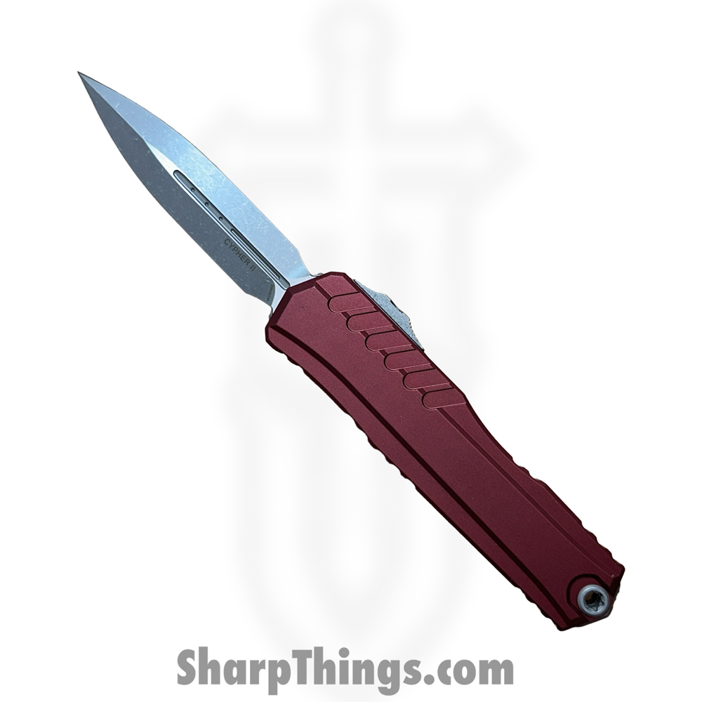 ebd1f578-53b3-4d12-bd9d-173171d58a14_1242-10APMR_1.jpg Microtech - 1242-10APMR - Cypher II - OTF Auto - M390MK Apocalyptic Dagger - Aluminum - Merlot - Image 1