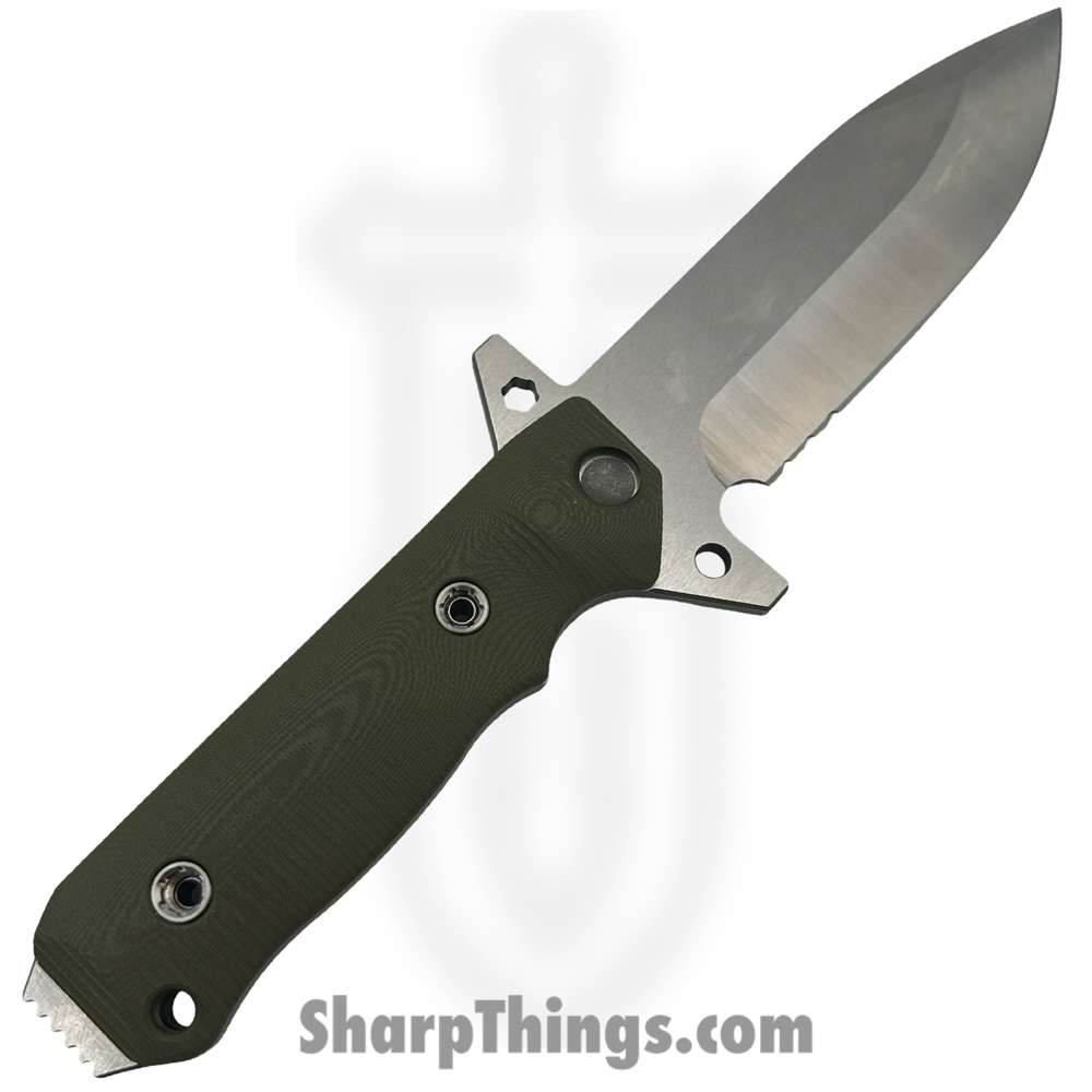 ec030055-0632-4b46-a019-505c5d165903_MK1193TQ-10KO-SPQ3-Q4_1.jpg Medford Knife and Tool - MK1193TQ-10KO-SPQ3-Q4 - AIO-2 - Fixed Blade Knife - 3V Tumbled Spear Point - G10 - Green - Image 1