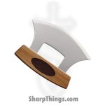 B Merry Knives - BMRUBL26 - Ulu - Fixed Blade Knife - 440 SS Polished - Birchwood Leather Inlay - Brown