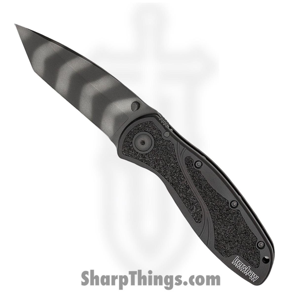 ec723c4f-701c-45c0-8bd1-5fb623fb8c1c_KS1670TTS_1.jpg Kershaw - KS1670TTS - Blur - Assisted Open Knife - 14C28N Coated Tanto - 6061-T6 Aluminum with Trac-Tec Inserts - Black - Image 1