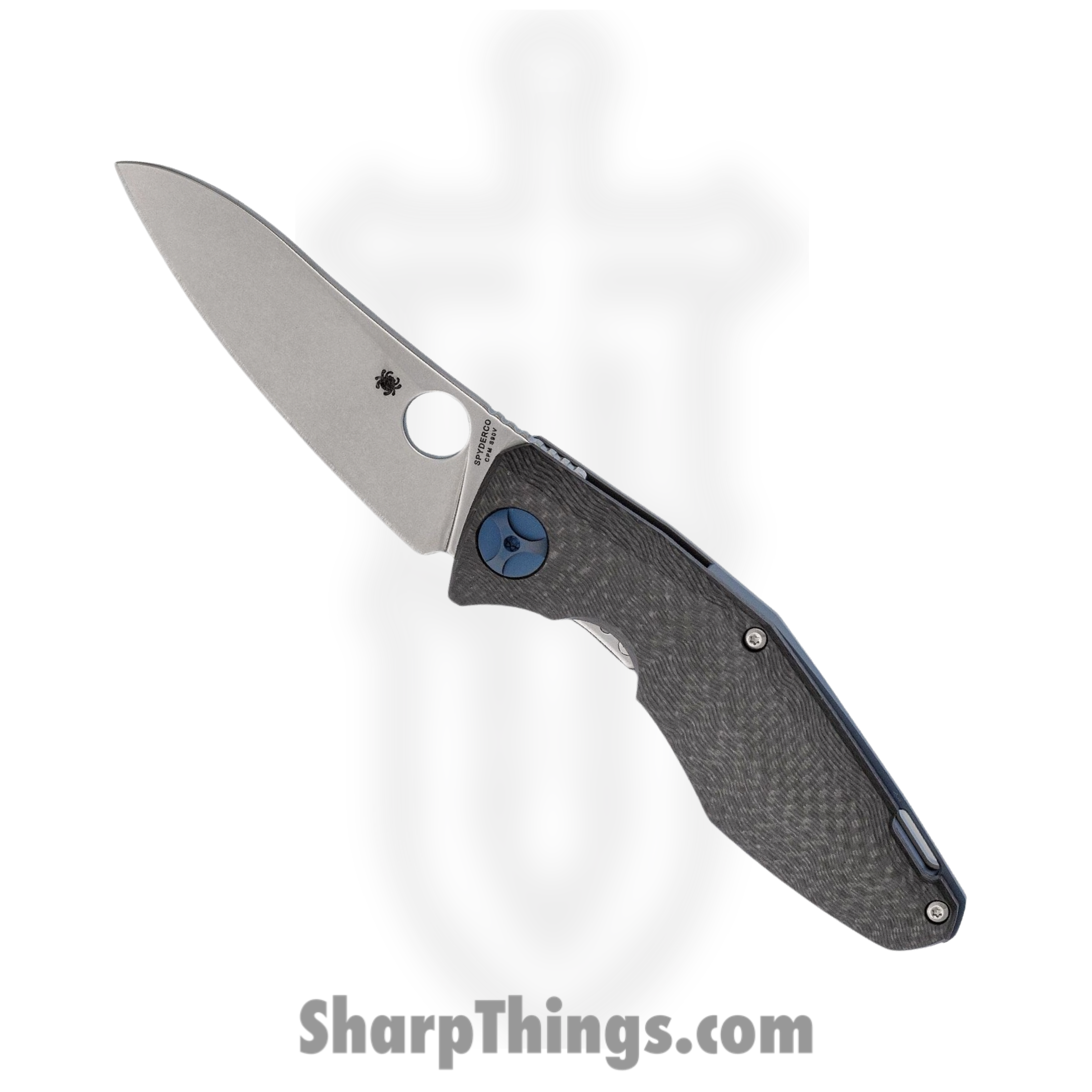 ecbec9d2-cc56-41f9-bb6b-84af4bc3bf4c_SC235CFTIP_1.png Spyderco - SC235CFTIP - Drunken - Folding Knife - CPM-S90V Satin Sheepsfoot - Carbon Fiber with Titanium Lock - Black - Image 1