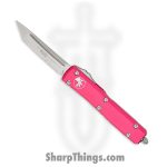 Microtech - 123-11PK - Ultratech - OTF Auto - Stonewash Tanto Partially Serrated - 6061 T6 Aluminum - Pink