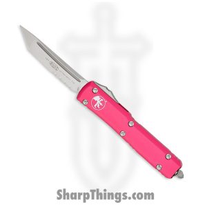 Microtech - 123-11PK - Ultratech - OTF Auto - Stonewash Tanto Partially Serrated - 6061 T6 Aluminum - Pink