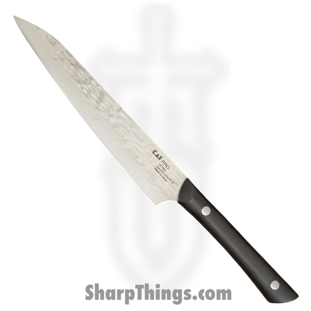 ed97583d-14ce-4b40-8db1-d6ffe87231e6_HT7084_1.jpg Kai - HT7084 - Pro Utility 6" - Fixed Blade Knife - AUS-6 Hammered Drop Point - POM - Black - Image 1
