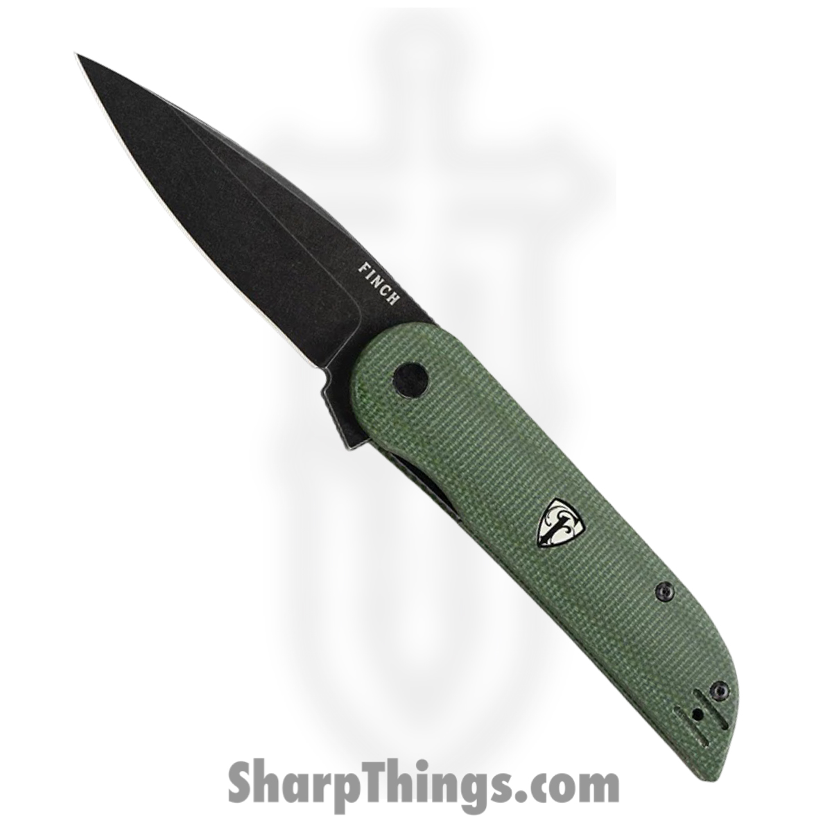edad17a0-6b3c-4f85-bb94-48deb294b779_DF403_1.jpg Finch Knife Co. - FKDF403 - Devil's Finger - Folding Knife - 154CM Coated Drop Point - Linen Micarta - Sequoia Green - Image 1