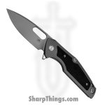 Hwzbben Knives - HWZ-B6 - Sigurd - Folding Knife - 14C28N Blasted Drop Point - TA5 Titanium Carbon Fiber Inlay - Black Gray