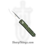Microtech - 121-4OD - Ultratech - OTF Auto - Elmax, M390, 204P Satin Drop Point - 6061-T6 Aluminum - OD Green
