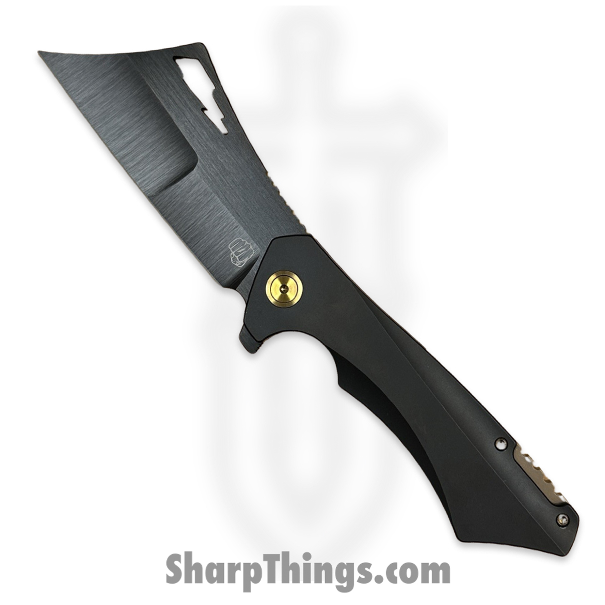 efa2d7ea-4dd7-4394-bc3f-731aab5c3763_Nem4-Blk-Gld_1.jpg Something Obscene Co. - Nem4-Blk-Gld - Nemley V4 - CPM 20CV Coated Cleaver - Titanium - Black Gold - Image 1