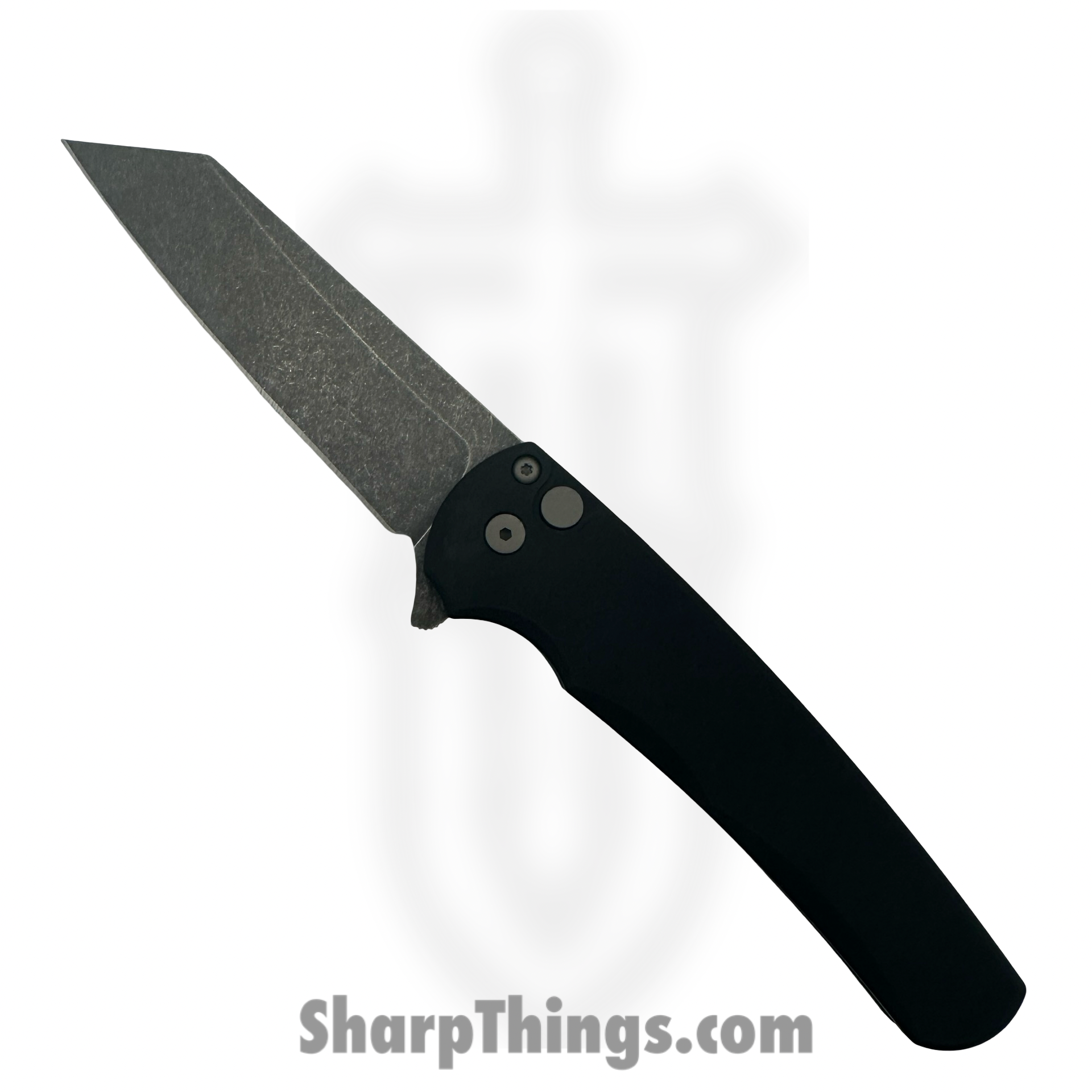efeceef1-94ba-41ae-a825-35f4b8e2662f_5401-AW_1.png ProTech - 5401-AW - Malibu - Folding Knife - CPM MagnaCut Acid Wash Reverse Tanto - Aluminum - Black - Image 1