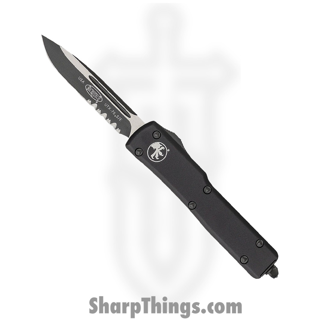 f0077e03-afed-46b4-b33e-0814fe122258_148-2T_1.jpg Microtech - 148-2T - UTX-70 Tactical - OTF Auto - Elmax, M390, 204P Two Tone Drop Point - 6061-T6 Aluminum - Black - Image 1