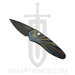 ProTech - 2951-S - Sprint Titanium Custom - Automatic Knife - Damascus Acid Etch Spear Point - Titanium - Gold/Blue