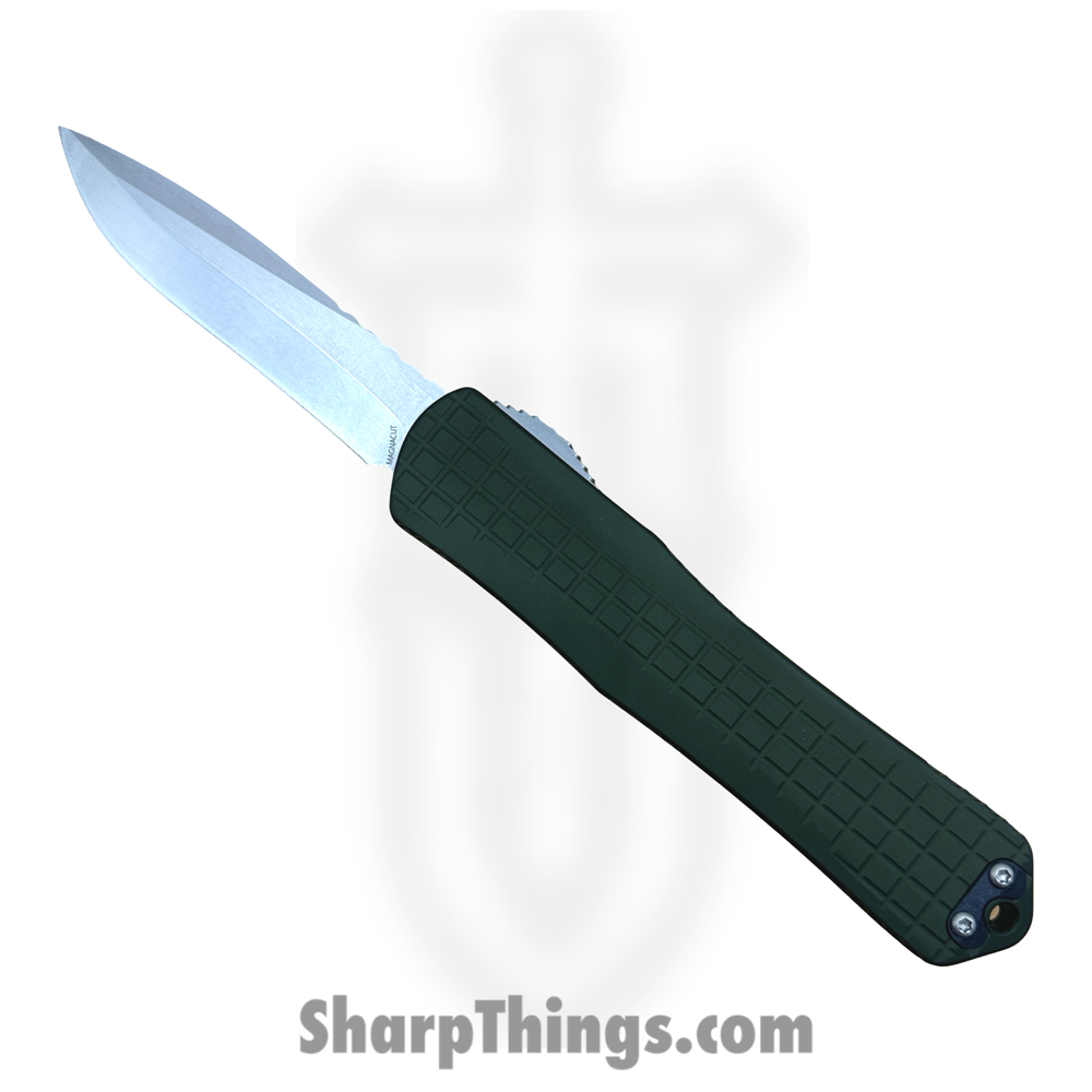 f099af40-402c-4e63-bfc3-a81a3ca7b4c1_H033F-2A-GRN_1.jpg Heretic Knives - H033F-2A-GRN - Manticore X - Automatic Knife - CPM MagnaCut Stonewash Recurve - Aluminum - OD Green - Image 1
