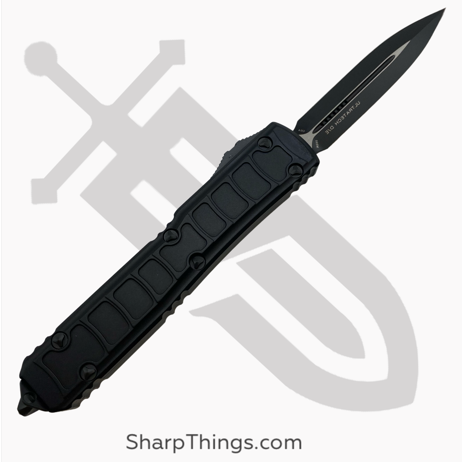 f0d60050-6f59-4f3f-ba63-c4dd100b2f02_122II-1TS_1.png Microtech - 122II-1TS - Ultratech II Tactical Signature Series - OTF Auto - M390 Coated Dagger - 6061-T6 Aluminum - Black - Image 1