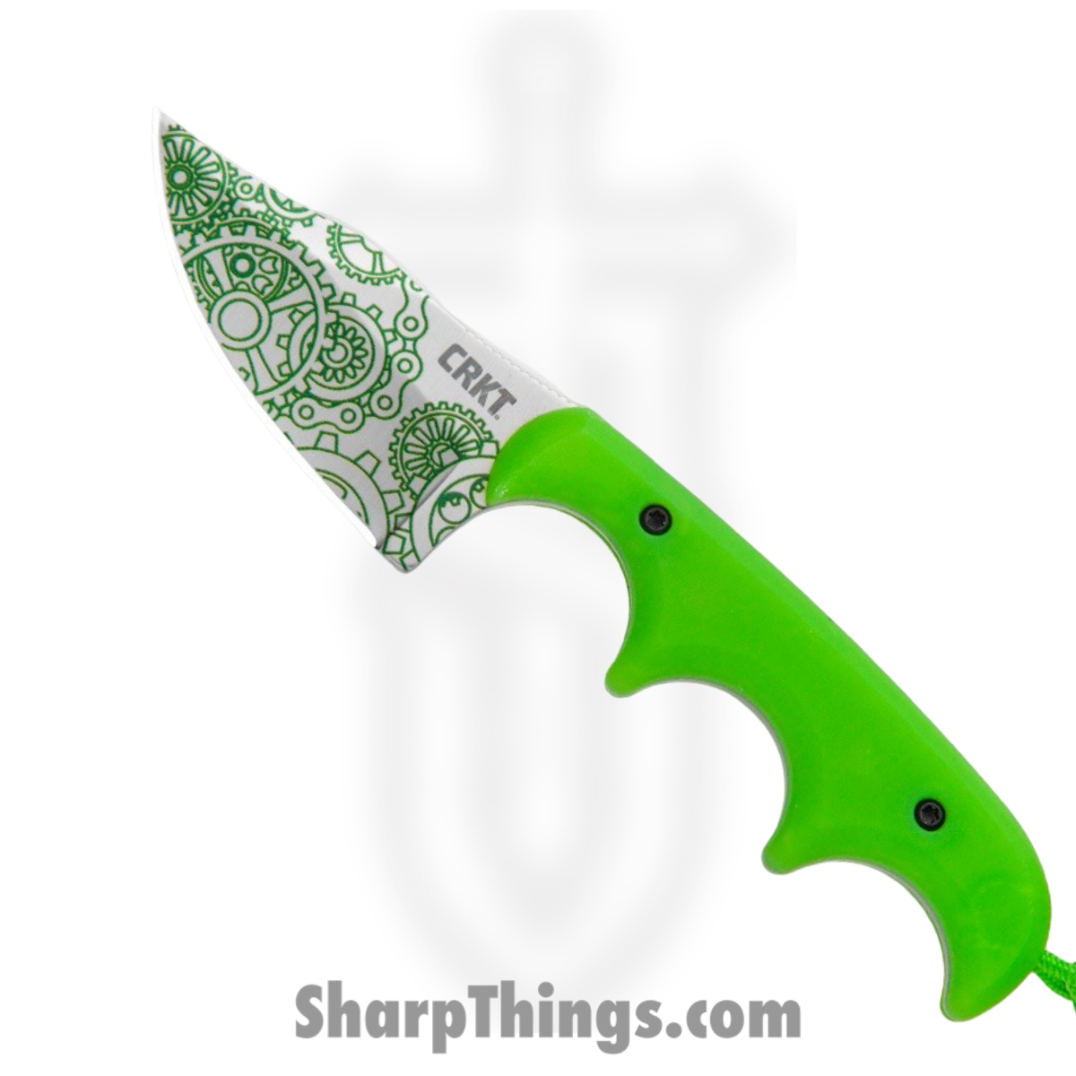 f152fe1d-e69c-4507-a5ab-3b0d0eee59ff_CR2387G_1.jpg CRKT - 2387G - Minimalist Gears - Fixed Blade Knife - 8Cr13MoV Satin Laser Etch Bowie - Glow Polypropylene - Green - Image 1
