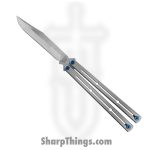 Squid Industries - krm-zrbw-sl - Krake Raken Matte - Balisong - Stainless Zirblast Bowie - 6AL-4V Titanium - Silver