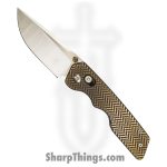 Attention 2 Detail Mercantile - A2DBLmHer - Bar Lock Medium - Folding Knife - RWL34 Steel Satin Drop Point - Herringbone Titanium - Bronze
