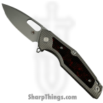 Hwzbben Knives - HWZ-B6-RD- Sigurd - Folding Knife - 14C28N Blasted Drop Point - TA5 Titanium Carbon Fiber Inlay - Black Red Gray