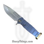 Medford Knife - MK2044TQ-37A2-T1C1-P1 - USMC Fighter Flipper Knife - S45VN Tumbled - Blue with Bronze Hardware