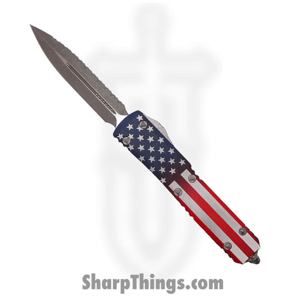 f32f67ba-4820-4f5e-8eea-a73bd5f516fe_122-12APFLAGS_1.jpg Microtech - 122-12APFLAGS - Ultratech Signature Series - OTF Auto - 122-12APFLAGS Ultratech Signature Series OTF Auto - 6061-T6 Aluminum - USA Flag - Image 1
