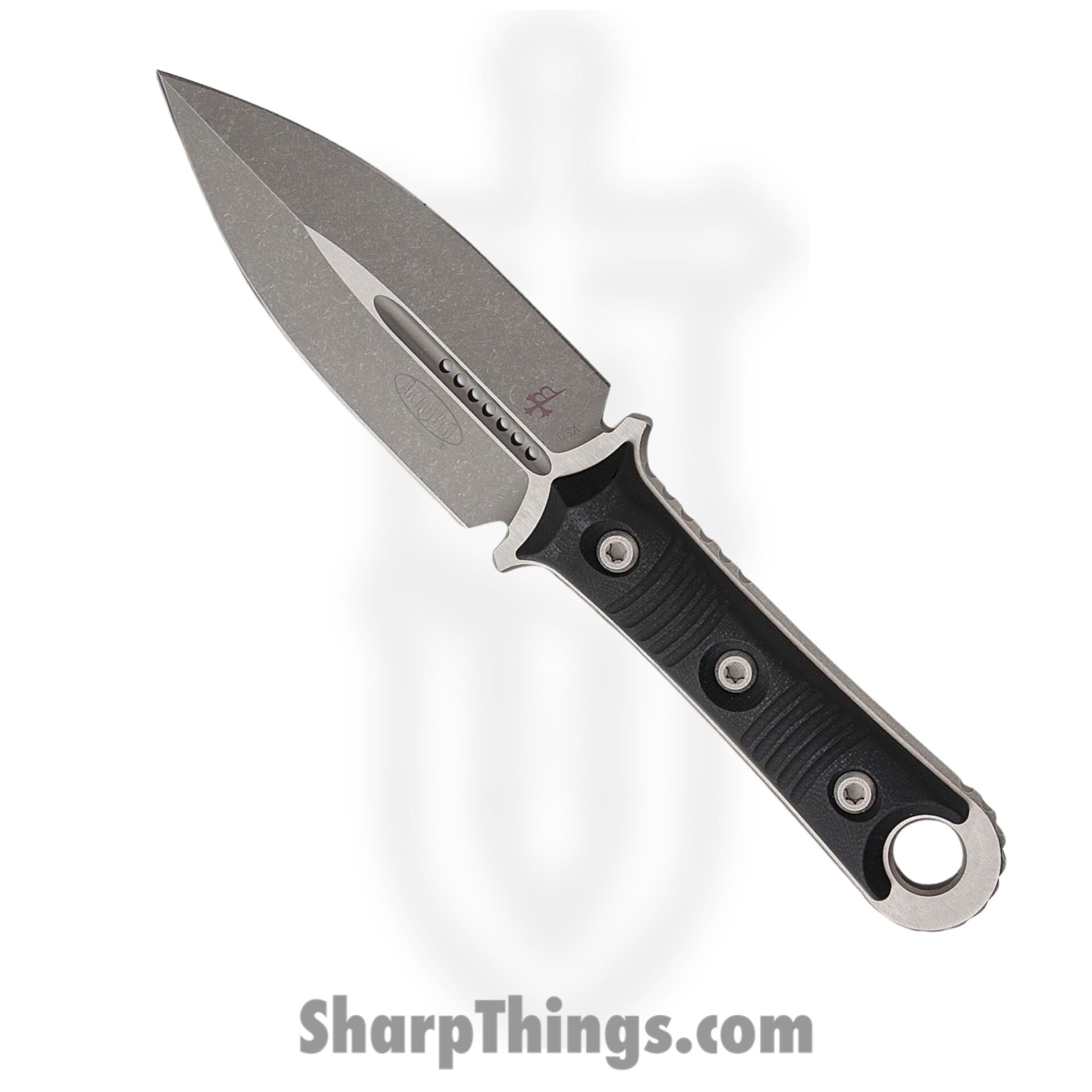f44f62a0-fe8f-4c93-ba65-43bae22d8867_201-10AP_1.jpeg Microtech - 201-10AP - SBD D/E - Fixed Blade Knife - Bohler M390 Apocalyptic Dagger - G10 - Black - Image 1