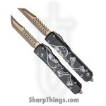 Microtech - 119-13SETDCS - Ultratech Hellhound/Warhound Death Card Set - OTF Auto - Elmax Bronze Apocalyptic - 6061-T6 Aluminum - Black/White
