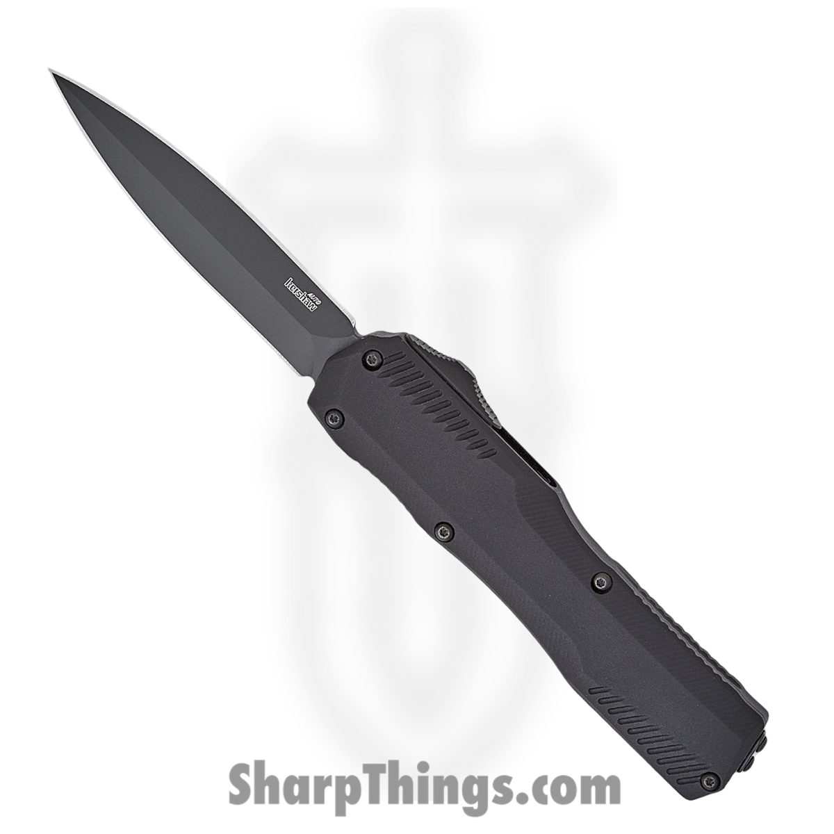 f4ae3abb-436a-4547-bd9c-098570f0bcd9_KS9000DE_1.jpg Kershaw - KS9000DE - Livewire - OTF Auto - CPM MagnaCut Coated Dagger - 6061-T6 Aluminum - Black - Image 1