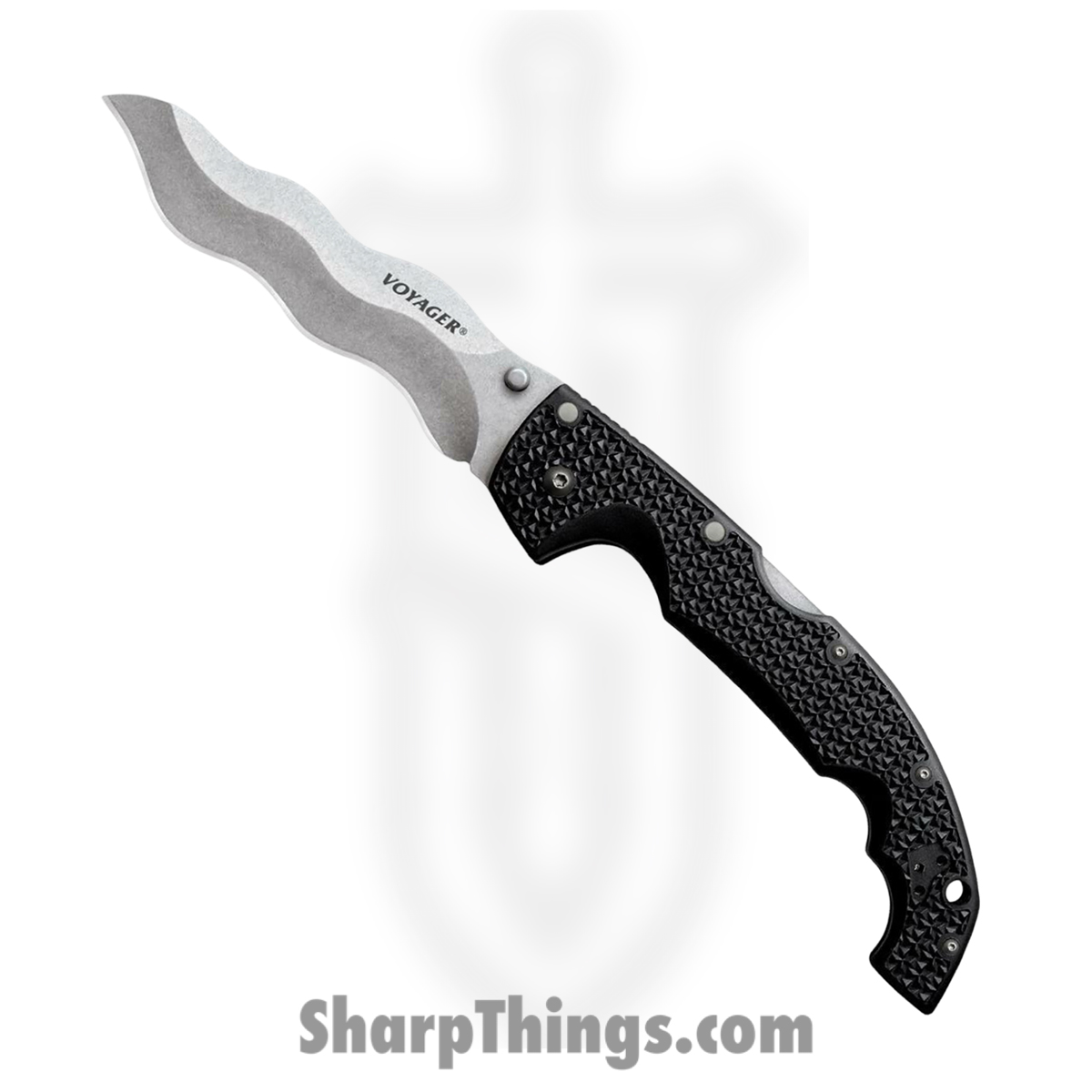 f4b6f8af-2a14-4688-b983-9ced0213f7d0_CS29AXW_1.jpg Cold Steel - CS26AXW - Kris Voyager - Folding Knife - AUS-10A Stonewash Kriss - Griv-Ex - Black - Image 1