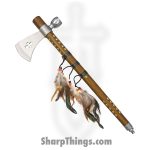 Rite Edge - CN210956 - Feather Tomahawk Peace Pipe - Fixed Blade Knife - 101953L Satin - Wood - Brown