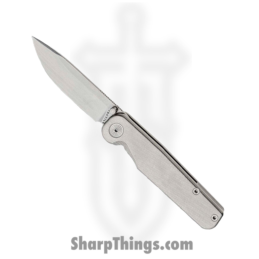 f51cc048-99f5-4587-a09a-ca2179df29ac_TTROKTHM_1.jpg Tactile Knife Co. - TTROKTHM - Rockwall Thumbstud - Folding Knife - Magnacut Stonewash Drop Point - Titanium - Silver - Image 1