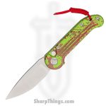Microtech - 135-10Z - L.U.D.T. Zombie - Automatic Knife - CTS-204P Stonewash Drop Point - 6061-T6 Aluminum - Green/Red