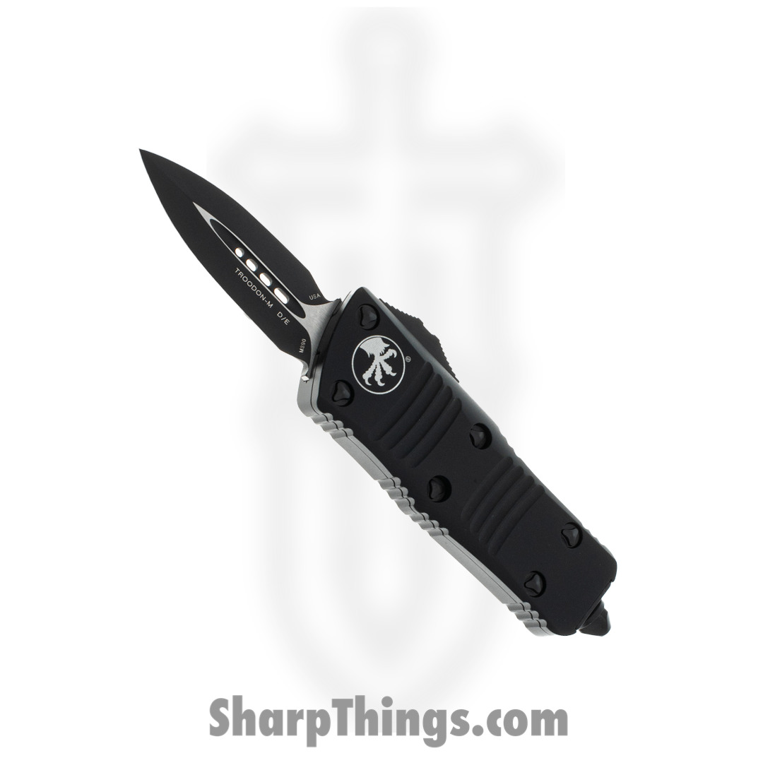 f5c7419e-3038-4ccb-8de9-3607197d8a41_238-1T_1.jpg Microtech - 238-1T - Troodon Mini Tactical - OTF Auto - CTS-204P Two Tone Dagger - 6061-T6 Aluminum - Black - Image 1