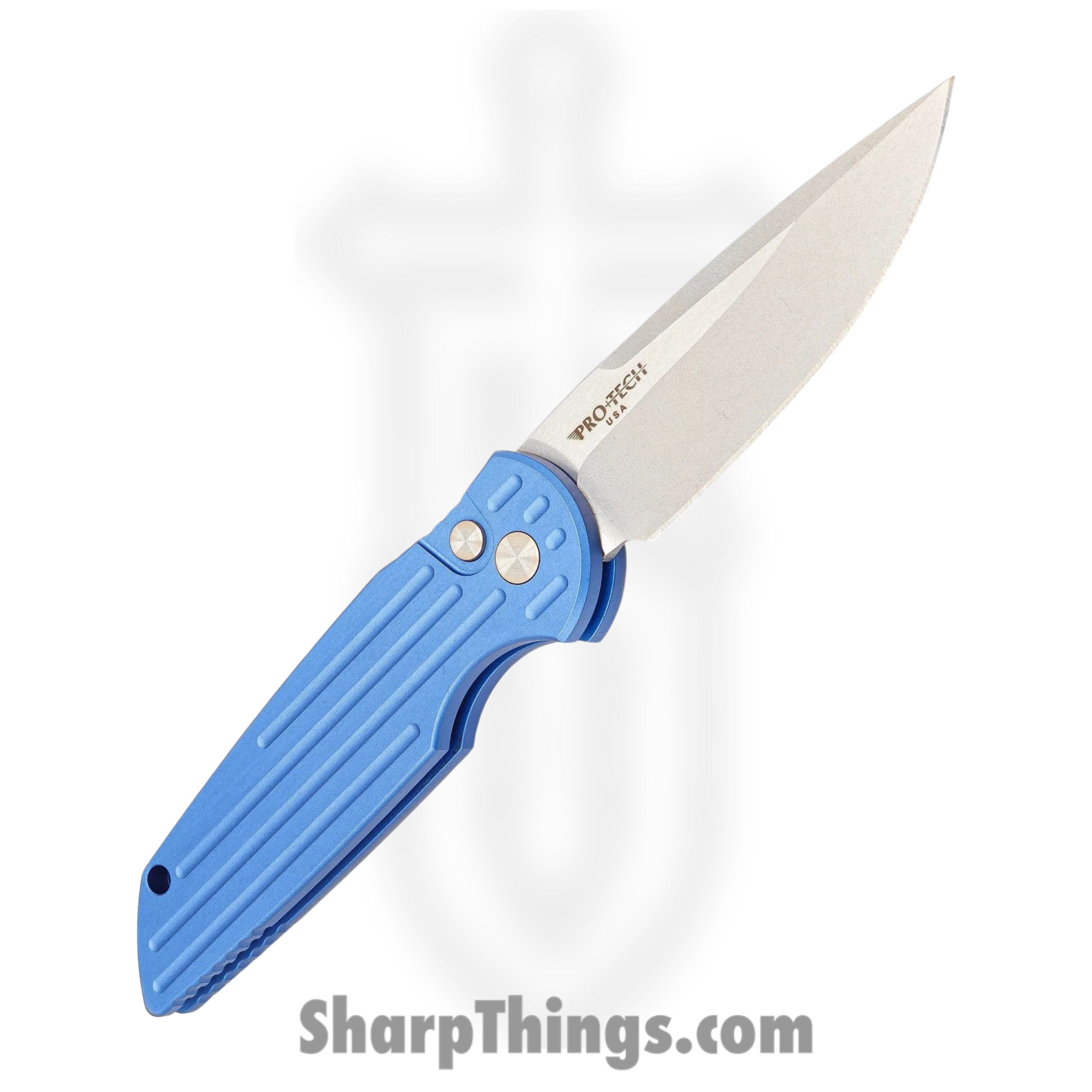 f6140bd6-d422-4bfe-8b8a-2ee3b65f9573_TR-3-Blue_1-scaled-1.png ProTech - TR-3 Blue - Tactical Response 3 - Automatic Knife - 154CM Bead Blasted Clip Point - 6061-T6 Aluminum - Blue - Image 1