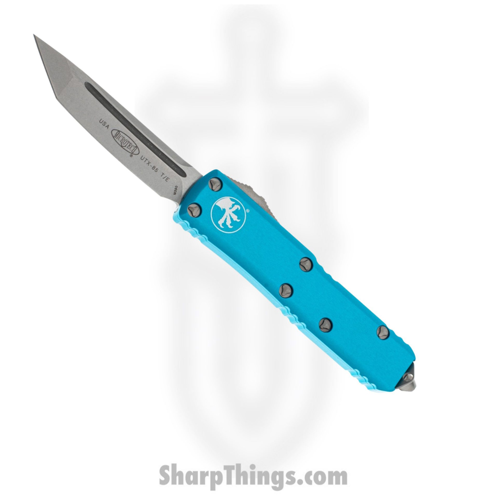f713951f-176d-459e-9b25-ec750861c4db_233-10TQ_1.jpg Microtech - 233-10TQ - UTX-85 - Stonewash Tanto - 6061 T6 - Turquoise - Image 1