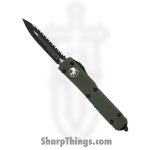 Microtech - 122-3OD - Ultratech - OTF Auto - Elmax, M390, 204P Coated Dagger - 6061-T6 Aluminum - OD Green