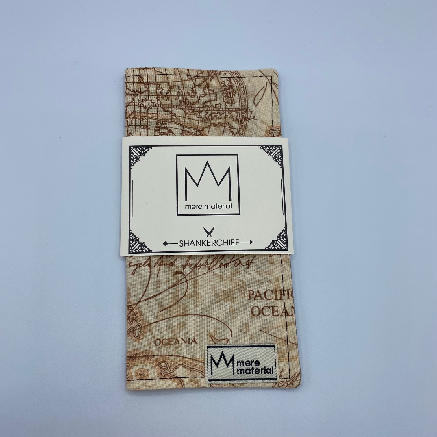 f76a9b6b-147b-4d40-ac2f-791212619b80_MM004_1.jpg Mere Material Shankerchief - MM004 - Handmade Handkerchief - Tan Map - Image 1