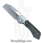 High Grain Knives - HGKBLKMI - DeVille - Folding Knife - Magnacut Hollow Stonewash Wharncliffe - Ti Micarta - Black