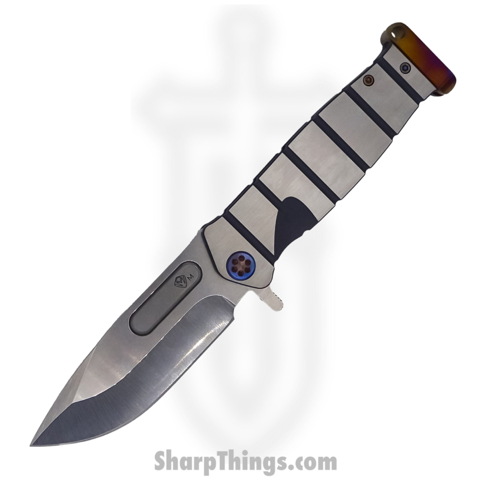 f87c9a14-0562-495c-b914-9ef597fc790e_MK204MTQ-37A2-TFCF-PF_12.jpg Medford Knife - MK204MTQ-37A2-TFCF-PF - USMC Fighter Flipper Knife - Tumbled MagnaCut - Blue - Image 1