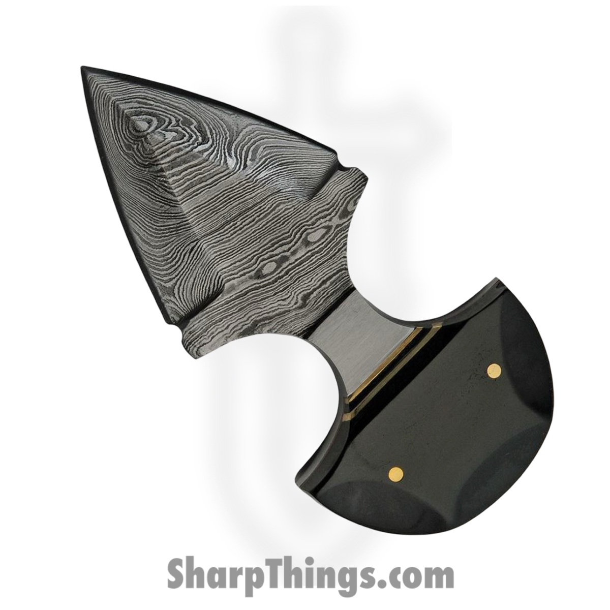 f977b5df-2bf6-4a4e-ad00-c5d7ffbc8c0b_DM1248_1.jpg Damascus - DM1248 - Black Widow Push Dagger - Fixed Blade Knife - Damascus - Horn - Black - Image 1
