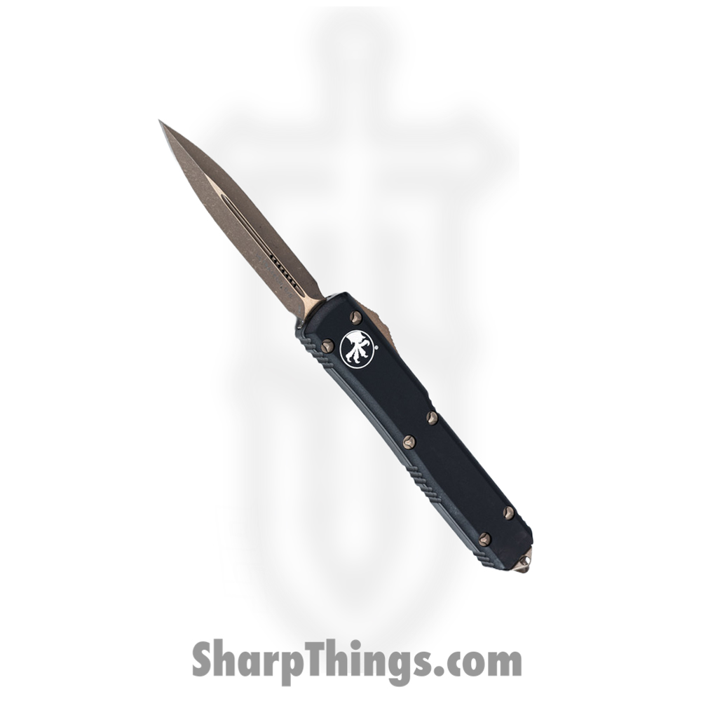 f979071f-d13e-4854-a52b-6f76b3e91ba6_122-13AP_1.jpg Microtech - 122-13AP - Ultratech - OTF Auto - Elmax, M390, 204P Bronze Apocalyptic Dagger - 6061-T6 Aluminum - Black - Image 1