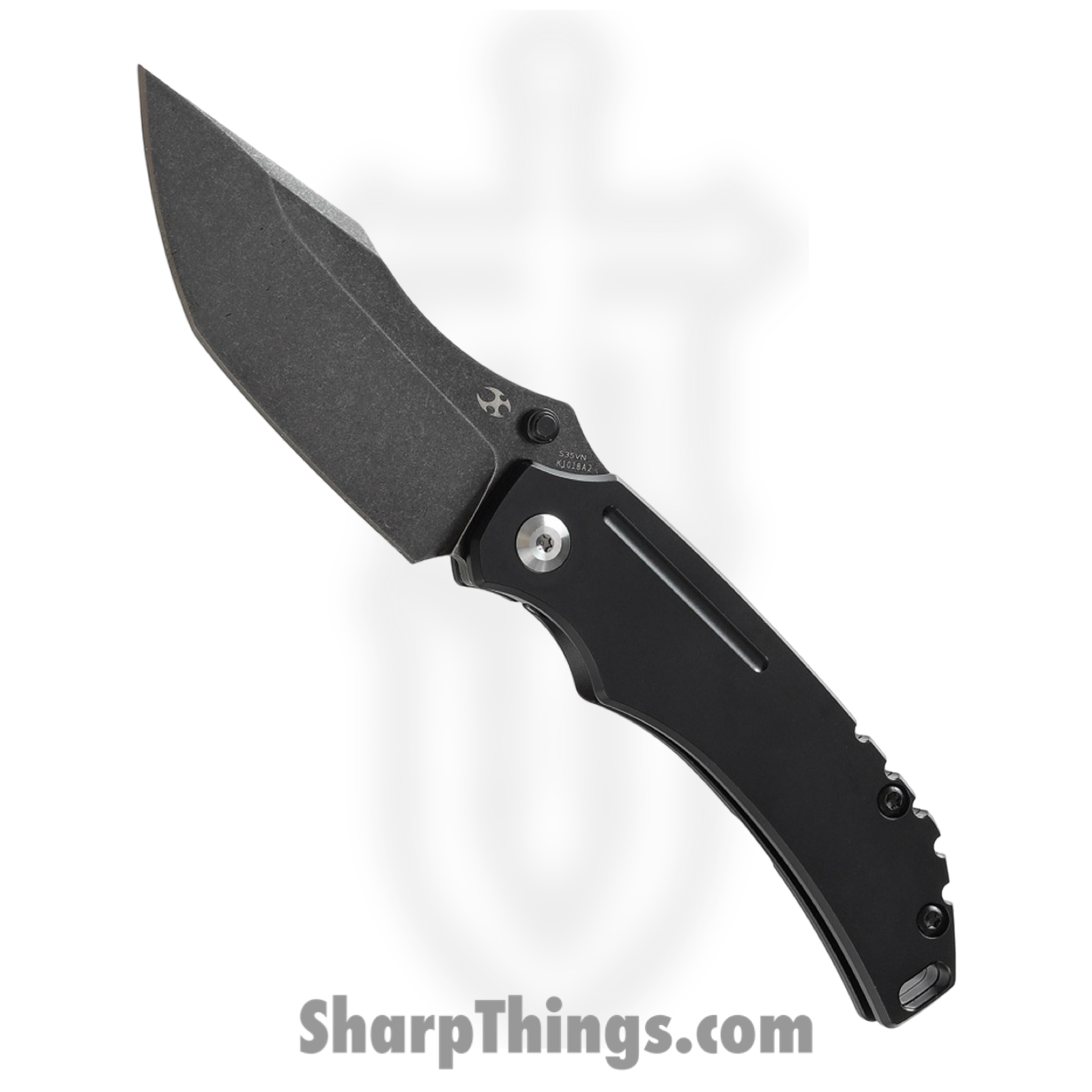 fa8fbfdc-3b35-4032-8edb-edcb03ee9ca5_K1018A2_1.png Kansept Knives - K1018A2 - Pelican EDC Framelock Stonewash Tanto Folding Knife - S35VN Titanium - Black - Image 1