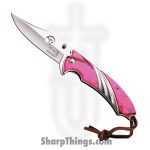 Elk Ridge - ERA540PC - A/O Linerlock - Folding Knife - Stainless Polished Clip Point - CF Aluminum Inlay - Pink Camo Silver