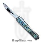 Heretic Knives - NYXCSTM524 - NYX Custom - OTF Auto - Mirror Polish M390 Clip Point - SS Frame w Abalone Inlays - Polished
