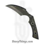 T.Kell Knives - FLNWoodgrain - FLN Removable G-10 Black Recon - Fixed Blade Knife - 80crv2 Coated Hawkbill - G10 - Woodgrain