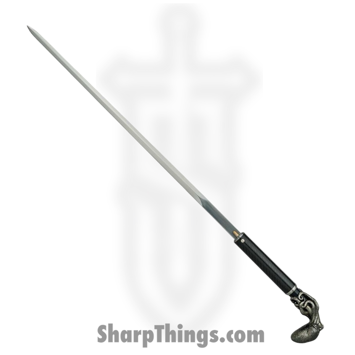 fb47318f-b64e-4ddf-8829-84062028b0bf_DRK12751_1.jpg Dragon King - DRK12751 - Octopus Sword Cane - 9260 Steel Satin Rapier - Sculpted Cast Metal - Gray - Image 1