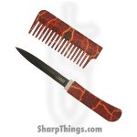 VOC - CKCM8 - CIA Agent Comb Knife - Fixed Blade Knife - Stainless Coated Dagger - Red Lightning