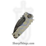 Medford Knife and Tool - MK0084PD-37A2-TPC2-BP - Micro "T" - Folding Knife - S45VN DLC Drop Point - BB/Cement with "Stained Glass" - Blue