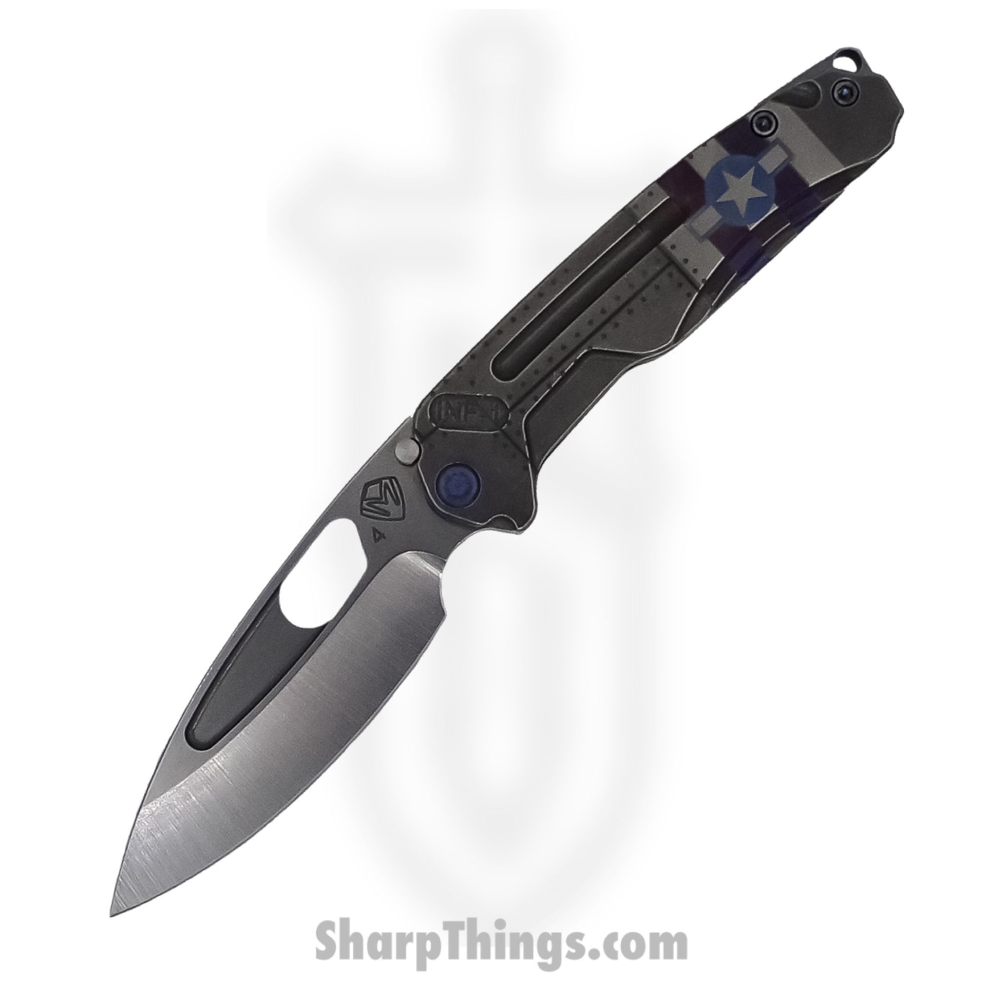 fc02b709-7810-4dd7-9f1f-505357052ddf_MK0314TQ-01TM-T2C2-BN-1_1.jpg Medford Knife - MK0314TQ-01TM-T2C2-BN - Infraction Tumbled Folding Knife - S45VN - Stars & Bars Blue - Image 1
