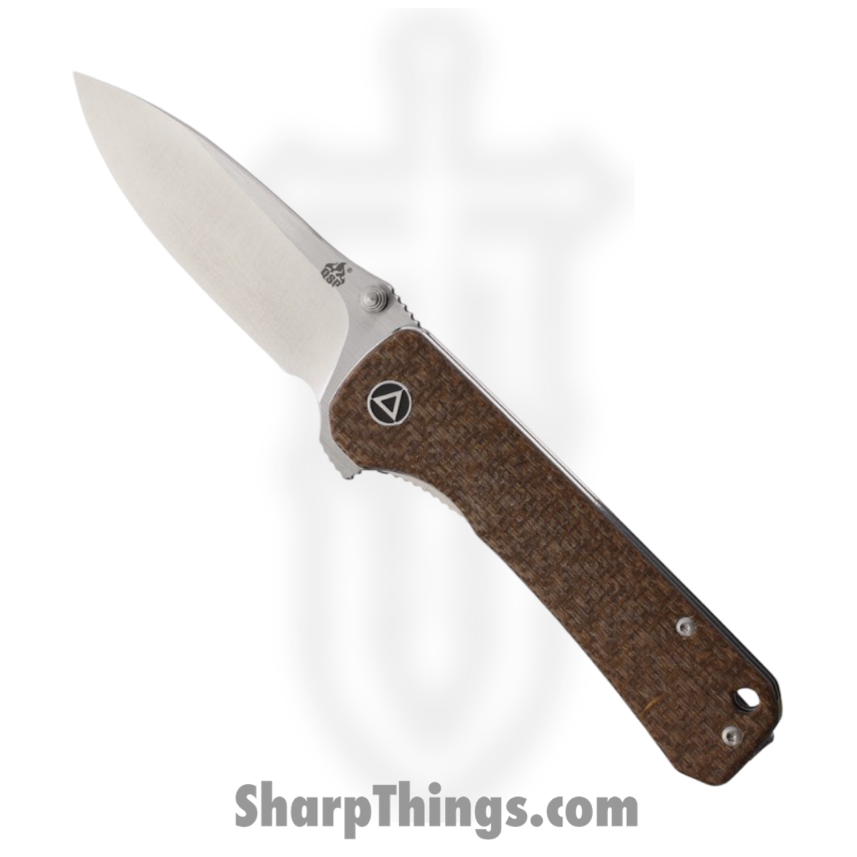 fc633d6f-4b26-4c55-a116-1a99810d9170_QS131-G_1.jpg QSP - QS131G - Hawk - Folding Knife - 14C28N Satin Drop Point - Micarta - Brown - Image 1