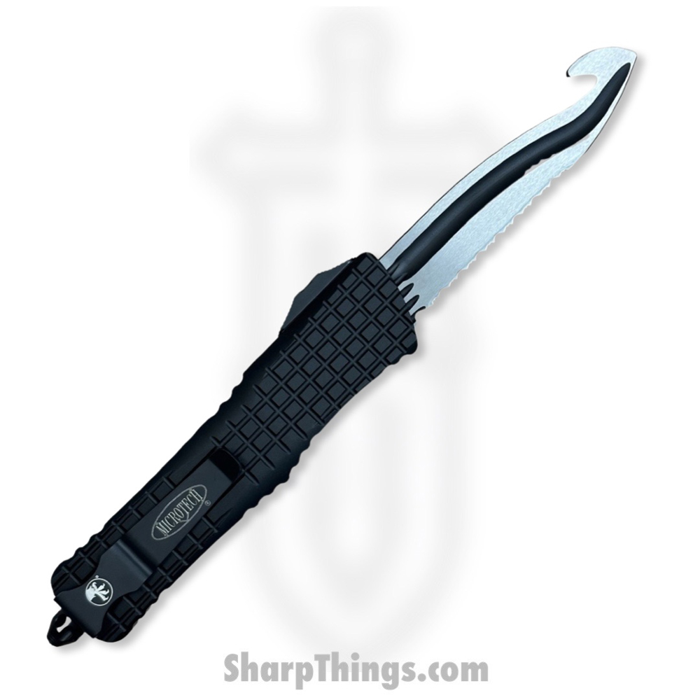 fd8100af-0deb-4a31-993d-8e3c6433785a_601-3THS_1.jpg Microtech - 601-3THS - Combat Troodon Frag HS Rescue - OTF Auto - Elmax, M390, 204P Two Tone Rescue - 6061-T6 Aluminum/Frag - Black - Image 1